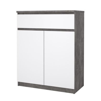 Komoda Simplicity 80 x 40 x 100,5 cm, šedá / bílý lesk