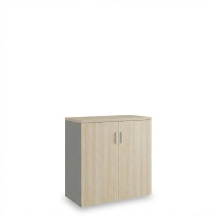 Nízká skříň SimpleOffice 80 x 40 x 80 cm, dub světlý / šedá
