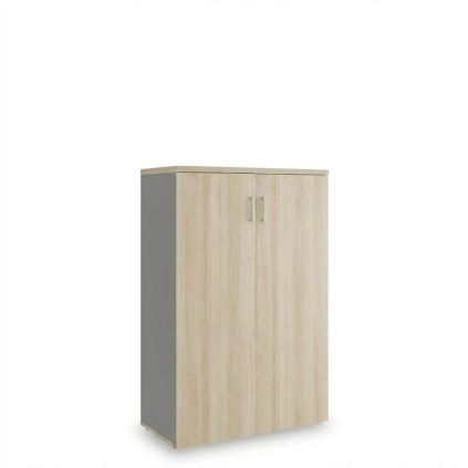 Střední skříň SimpleOffice 80 x 40 x 120 cm, dub světlý / šedá
