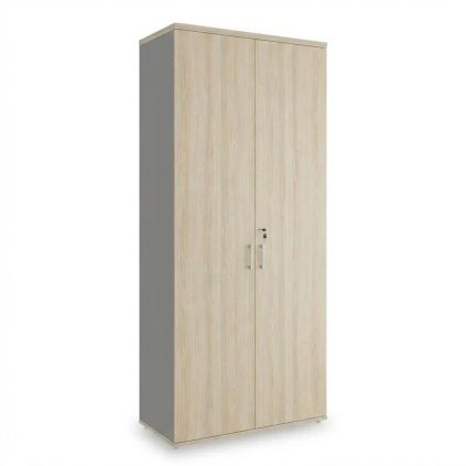 Vysoká skříň SimpleOffice 80 x 40 x 180 cm, dub světlý / šedá