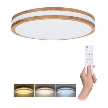 LED stropní světlo s dálkovým ovládáním Woody nastavitelné - průměr 38 cm, hnědá
