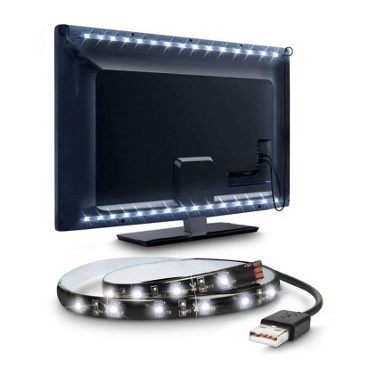 LED světelný pásek WM501 pro TV s USB, 100 cm, bílá