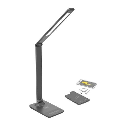 LED stolní lampička WO55-G s bezdrátovým nabíjením, šedá