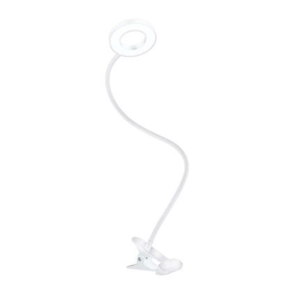 LED stolní lampička WO66 s klipem, bílá