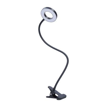 LED stolní lampička WO66 s klipem, černá