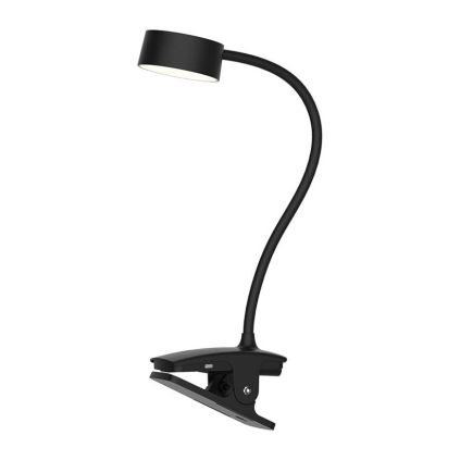 LED stolní lampička WO3001 nabíjecí s klipem, černá