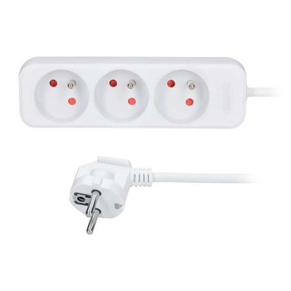 Prodlužovací kabel 3Z - 3m, 3x1,5, bílá