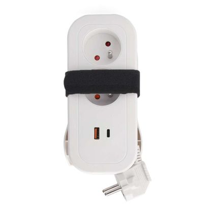Prodlužovací kabel 2Z + USB A + USB C - 1,5m, 3x1,0, bílá