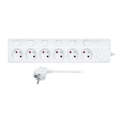 Prodlužovací kabel 6Z - 2m, vypínač, 3x1,0, bílá