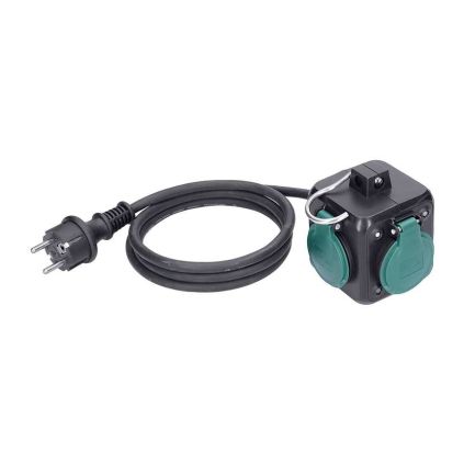 Prodlužovací kabel 3Z pro venkovní využití - kostka, 3m, 3x1,0, černá