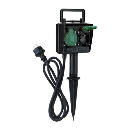 Zahradní sloupek 230V 2Z - PG01, 1,5m kabel, černá