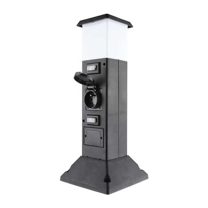 Zahradní sloupek 230V 2Z - PG05, s LED osvětlením, černá