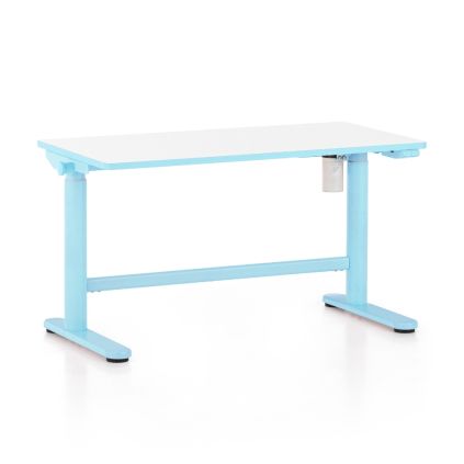 Výškově nastavitelný stůl OfficeTech Kids, 100 x 50 cm, bílá / modrá