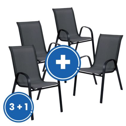 Zahradní židle Forteza 3 + 1 ZDARMA, černá
