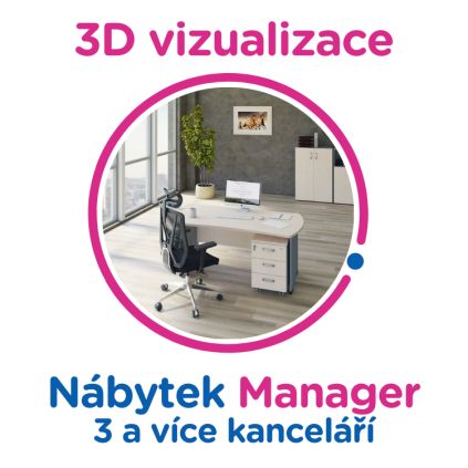 3D vizualizace Manager: 3 a více kanceláří, 12 a více prac. míst