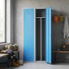 Kovová šatní skříňka, 80 x 50 x 180 cm, otočný zámek, modrá - ral 5012
