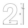 Domovní číslo "2", RN.95L, černá