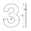 Domovní číslo "3", RN.95L, nerez