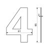 Domovní číslo "4", RN.95L, nerez