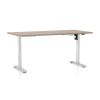 Výškově nastavitelný stůl OfficeTech A, 160 x 80 cm, bílá podnož, dub