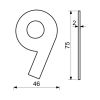 Domovní číslo "9", RN.75L, nerez