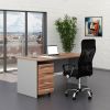 Sestava kancelářského nábytku SimpleOffice 1, 160 cm, ořech vlašský / šedá