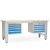 Dílenský stůl Solid OAK-44, 210 cm, 2 závěsné boxy, dub