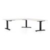 Výškově nastavitelný stůl OfficeTech Angle, 180 x 200 cm, černá podnož, bílý jasan