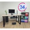 Výškově nastavitelný stůl OfficeTech Strong 180 x 80 cm, bílá podnož, buk