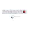 Prodlužovací kabel 6Z - 5m, vypínač, 3x1,5, bílá