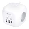 Prodlužovací kabel 3Z + USB - kostka, 2m, vypínač, 3x1,0, bílá