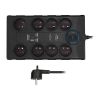 Přepěťová ochrana 8Z + USB A + USB C - 2m, černá