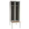 41676 2 kovova satni skrinka s lavickou 60 x 85 x 185 cm otocny zamek seda ral 7035